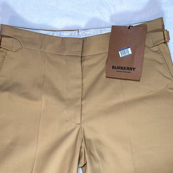 BURBERRY Ladies Tailored Tapered Wool Trousers In Honey - Picture 2 of 9
